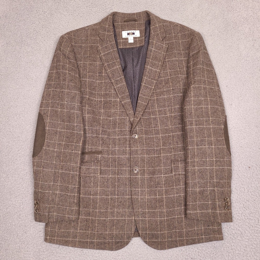 Joseph Abboud Sport Coat Blazer Jacket Wool Blend Mens Large Brown Elbow Patches